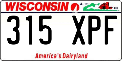 WI license plate 315XPF