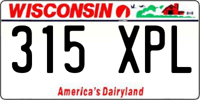 WI license plate 315XPL