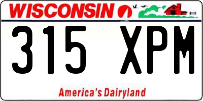 WI license plate 315XPM