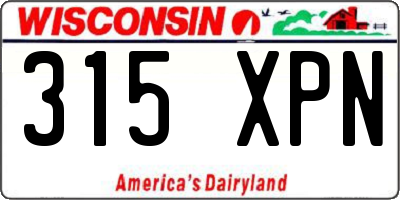WI license plate 315XPN