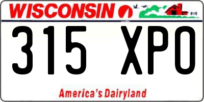 WI license plate 315XPO