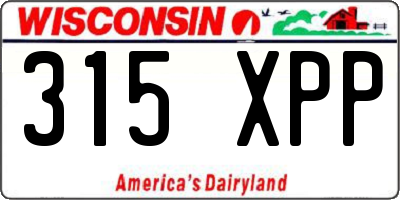 WI license plate 315XPP