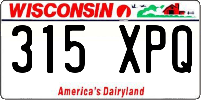 WI license plate 315XPQ