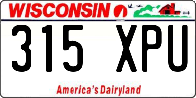 WI license plate 315XPU