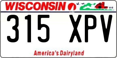 WI license plate 315XPV