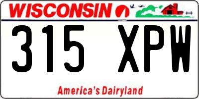 WI license plate 315XPW
