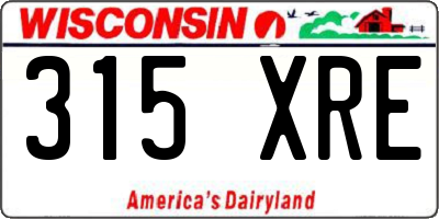WI license plate 315XRE