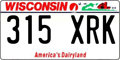 WI license plate 315XRK