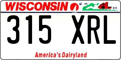 WI license plate 315XRL