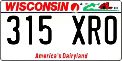 WI license plate 315XRO