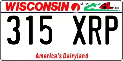 WI license plate 315XRP
