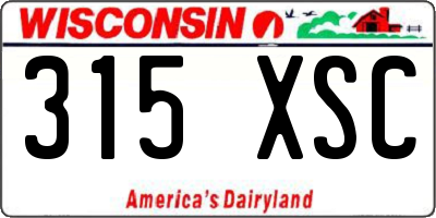 WI license plate 315XSC