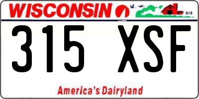 WI license plate 315XSF