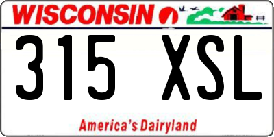 WI license plate 315XSL