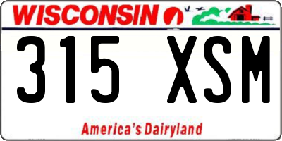 WI license plate 315XSM