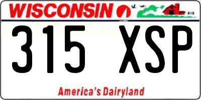WI license plate 315XSP