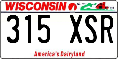 WI license plate 315XSR