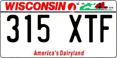 WI license plate 315XTF