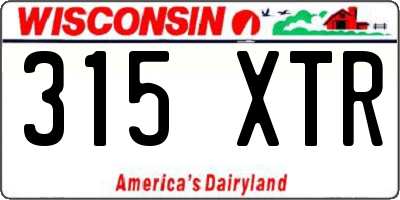 WI license plate 315XTR