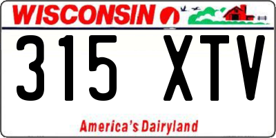 WI license plate 315XTV