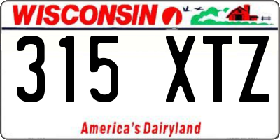 WI license plate 315XTZ