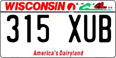 WI license plate 315XUB