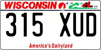 WI license plate 315XUD