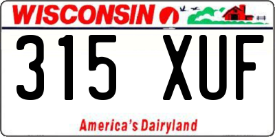 WI license plate 315XUF