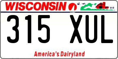 WI license plate 315XUL