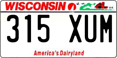 WI license plate 315XUM