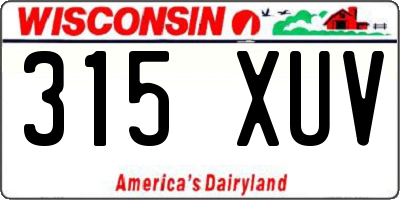 WI license plate 315XUV