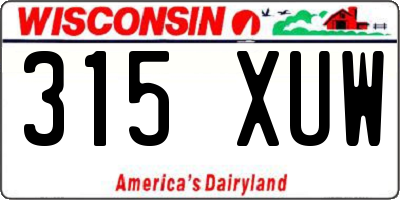 WI license plate 315XUW