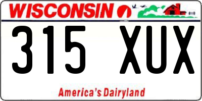 WI license plate 315XUX