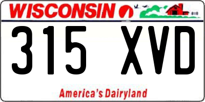 WI license plate 315XVD