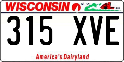 WI license plate 315XVE