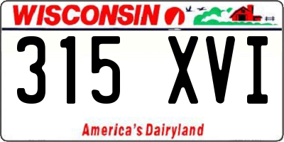 WI license plate 315XVI