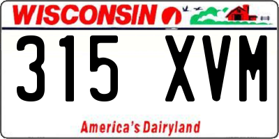 WI license plate 315XVM