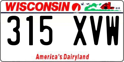 WI license plate 315XVW