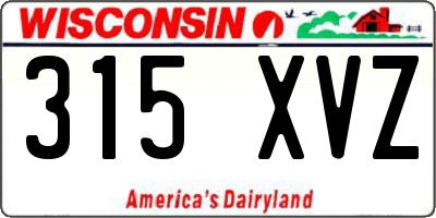 WI license plate 315XVZ