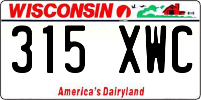 WI license plate 315XWC