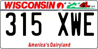 WI license plate 315XWE