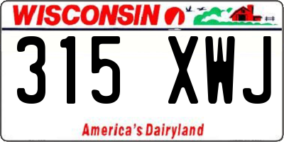 WI license plate 315XWJ