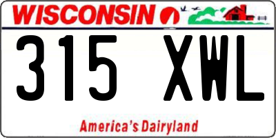 WI license plate 315XWL