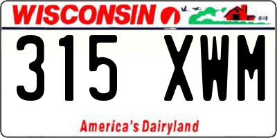 WI license plate 315XWM