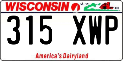 WI license plate 315XWP