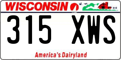 WI license plate 315XWS