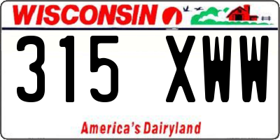 WI license plate 315XWW