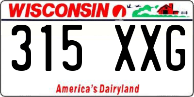 WI license plate 315XXG