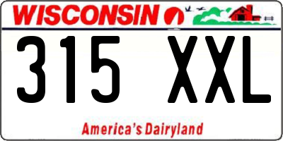 WI license plate 315XXL
