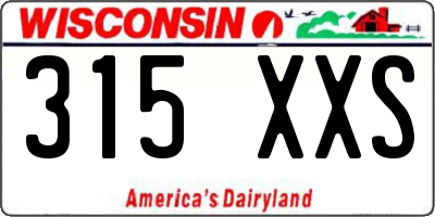 WI license plate 315XXS